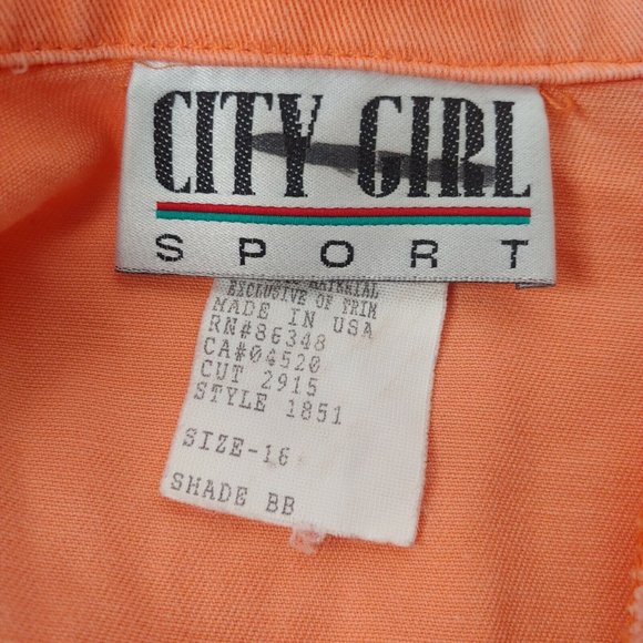 Vintage 80s City Girl Sport Womens 16 Jacket Cropped Canvas Embroidered Peach - Picture 9 of 11